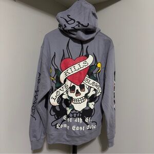 Ed Hardy Hoodie Tattoo Art Sz L Grey